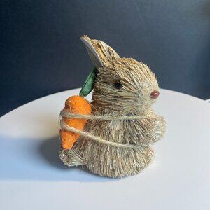 Easter Bunny Figurine 4 in Natural Straw Rabbit Decor